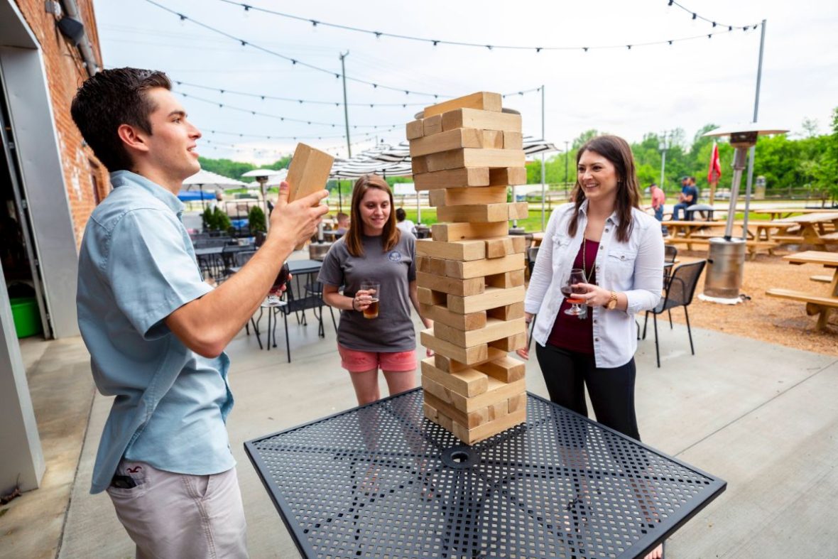 playing jenga