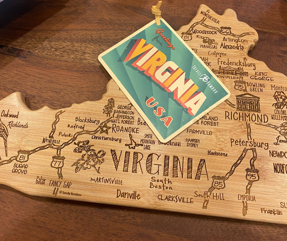 Virginia cutting board from The Sassy Sisters